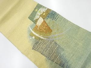 リサイクル　紗紬すくい織切りビロード抽象模様袋帯
